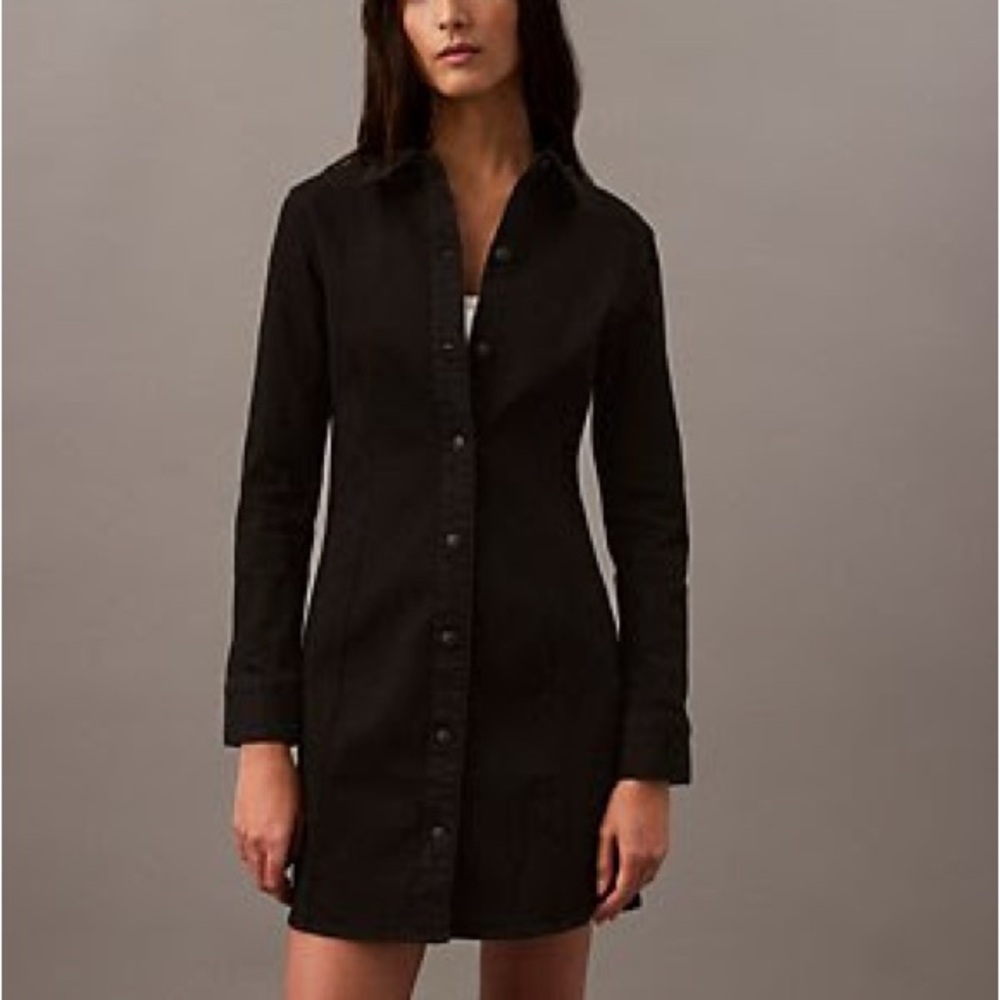 Calvin Klein Elegant Black Button-Up Dress